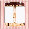 thumbnail image 6 of Metal Light Switch Plate Cover Naked Chocolate Drip Cake Striped Wallpaper Pink CAK062, 6 of 13