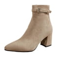 thumbnail image 3 of Taqqpue Women's Ankle Boots Pointed Toe Side Zip Slip On Mid Heel Comfortable Dress Booties for Women Size 5.5-10.5 Fashion Dress Shoes Fall Winter Footwear Casual Walking Daily Wear, 3 of 10