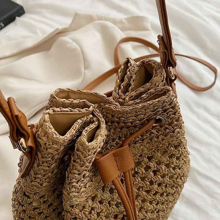 Shoulder bag with drawstring - Brown - Ladies