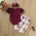 thumbnail image 3 of Baby Girl Short Sleeve Romper +Halen Pants +Headband Clothes Set, 3 of 6