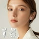 thumbnail image 3 of Y versátiles pendientes pendientes asimétricos de plata con forma de conejo y rábano, 3 of 8