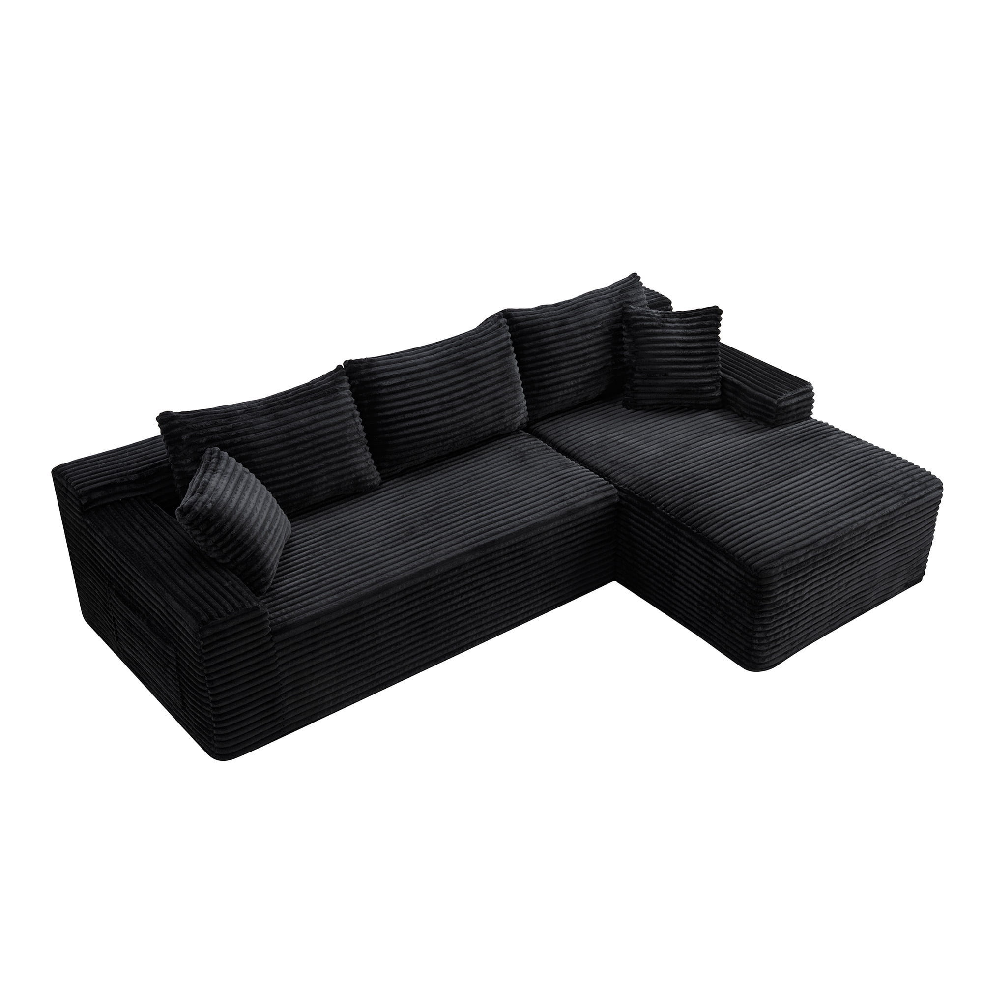 Leumius 106.3" Cloud Modular Sectional Sofa Couch with L-Shape Chaise,Modern Minimalist Upholstered Couches for Living Room Bedroom No Assembly Required Black-R