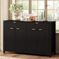 thumbnail image 2 of Euroco Sideboard Buffet Cabinet with 2 Drawers,55" Large Storage Cabinet with Adjustable Shelves and 4 Doors,Wood Coffee Bar Cabinet for Dining Room,Living Room,Hallway,Black, 2 of 8
