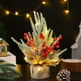 thumbnail image 1 of Arbre de Noël de Table Éclairé de 12 Pouces Petit Arbre de Noël Artificiel Mini Arbre de Noël avec Pommes de Pin Rouges et Base en Toile de Jute Idéal pour une Maison, 1 of 6
