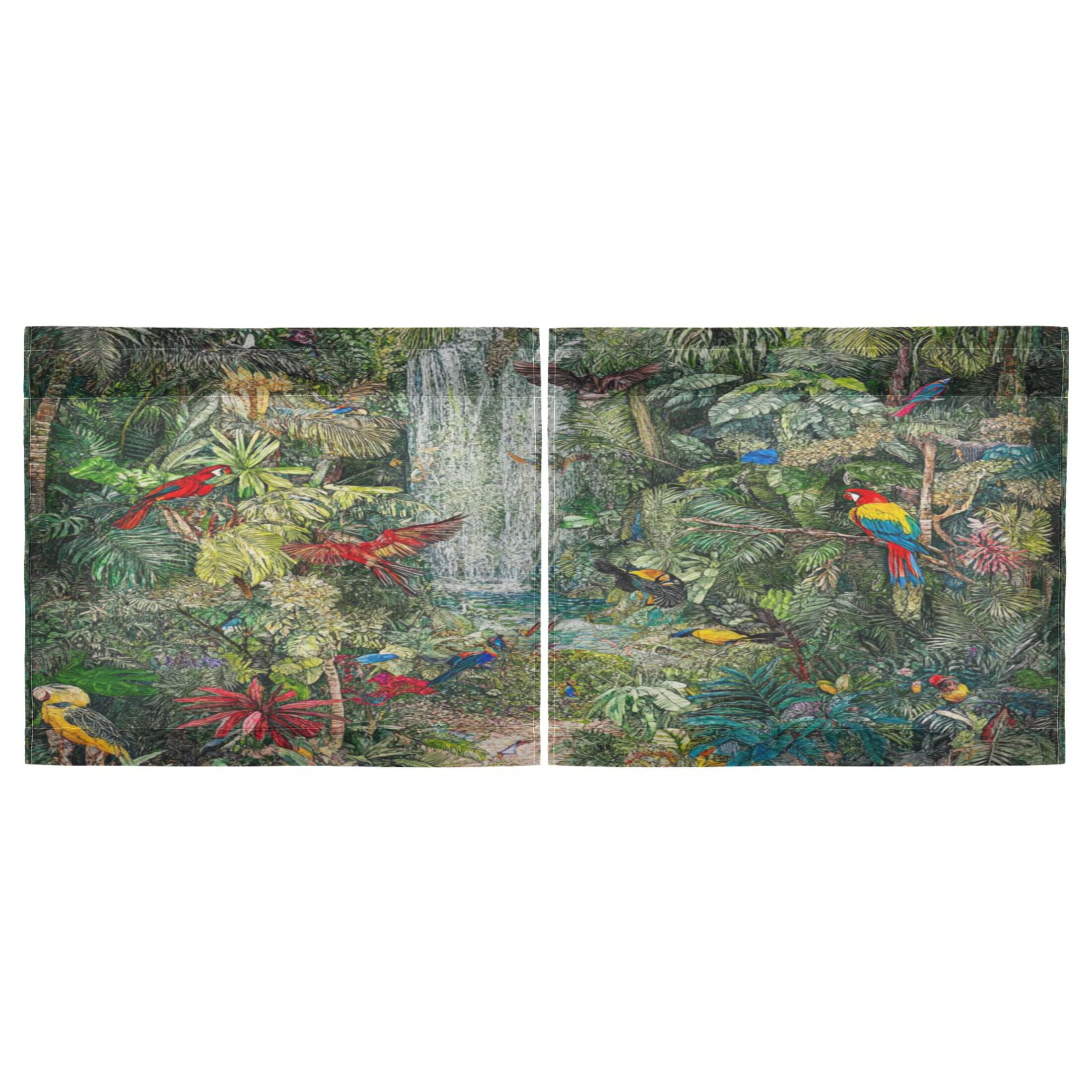 Oil Painting Forest 27"x36" Linen Look Cafe Curtain Set with Privacy and UV Protection