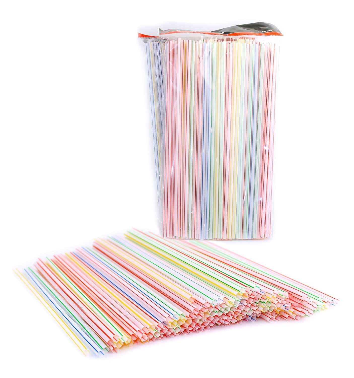 Pack of 450 Disposable Plastic Straight Straws, Assorted Colors