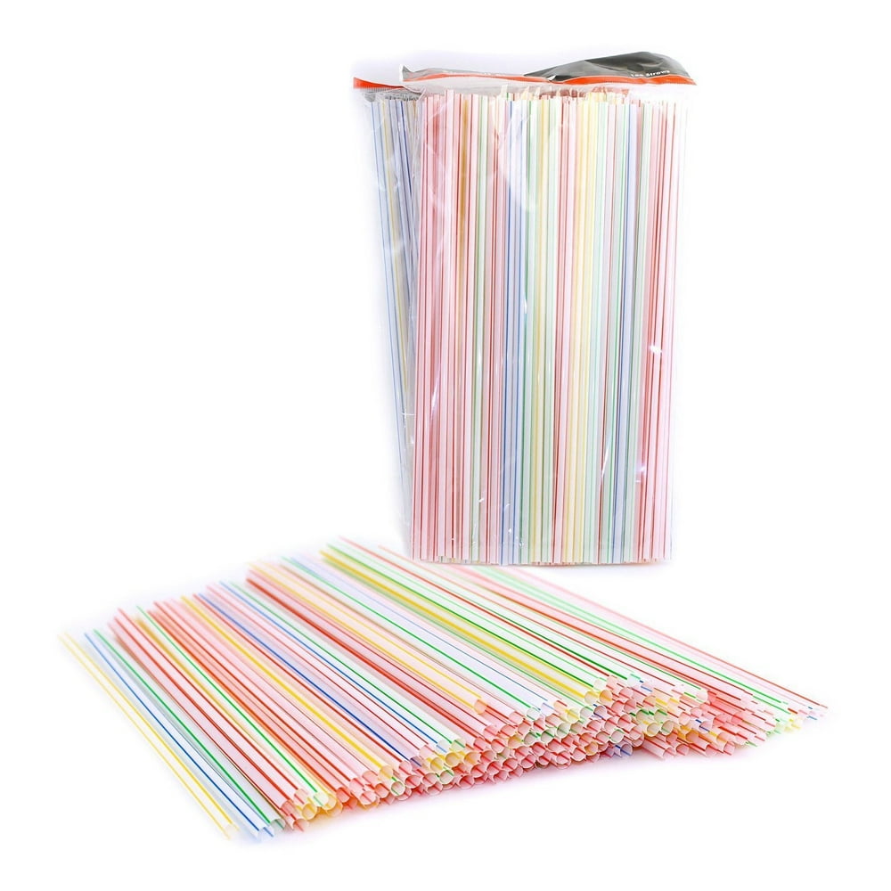Pack of 450 Disposable Plastic Straight Straws, Assorted Colors