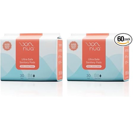 Nua Ultra-Safe Sanitary Pads for Women | SUPER SAVER Pack of 60