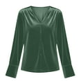 thumbnail image 4 of Maplenight Velvet Tops for Women Dressy Casual Long Sleeve Office Work Blouses Trendy Elegant Button Down Shirts, 4 of 5