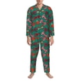 thumbnail image 3 of Fotbe red and green bow tie Pijama de Hombre con Estampado de Manga Larga, Conjunto de 2 Piezas, Ropa de Dormir Suave y Cómoda con Bolsillos-Medium, 3 of 7