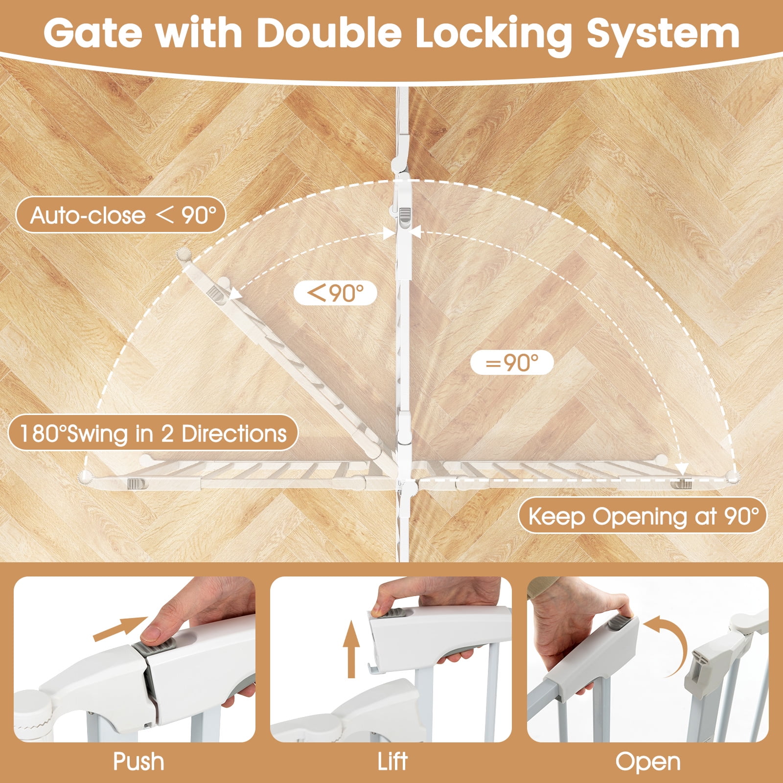 Gymax 6-Panel Adjustable Pet Safety Fence w/Auto-close Door & Double Locking System White