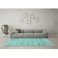 thumbnail image 3 of Ahgly Company Machine Washable Indoor Rectangle Oriental Turquoise Blue Industrial Area Rugs, 2' x 4', 3 of 4