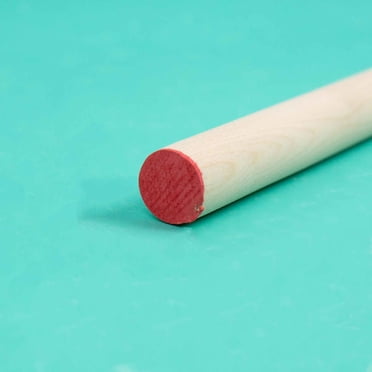 Hello Hobby Wood Dowel, 36” Long, 5/8-inch Diameter, Red Ends