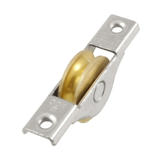 Unique Bargains Gold Tone 1.06" Dia Single Roller Double Bearing Window Pulley