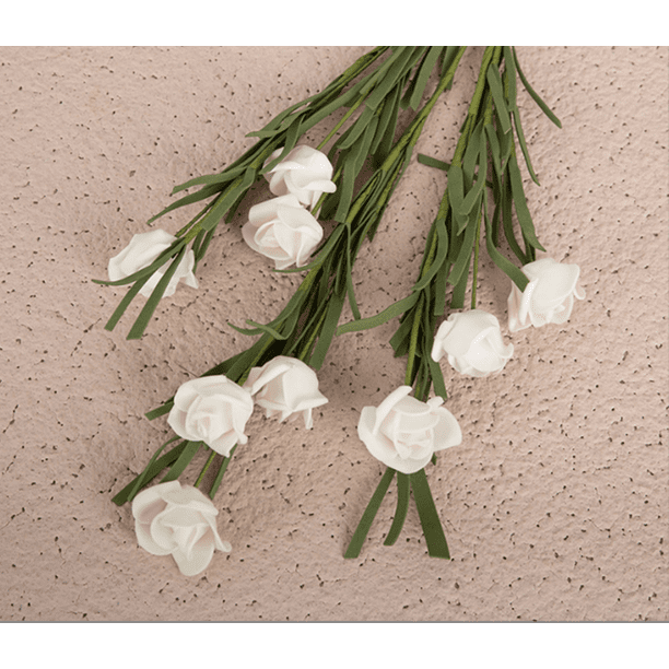 Xiao Hua 6 rosas artificiales, flores falsas, flores artificiales para decoración de bodas, blancas