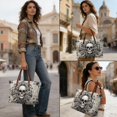thumbnail image 4 of ZUXONGSY Skull Print Top Handle Tote Bag for Women Pu Leather Tote Bag Fashion Top Handle Satchel with Inner Pocket for Excursions Shopping, 4 of 6