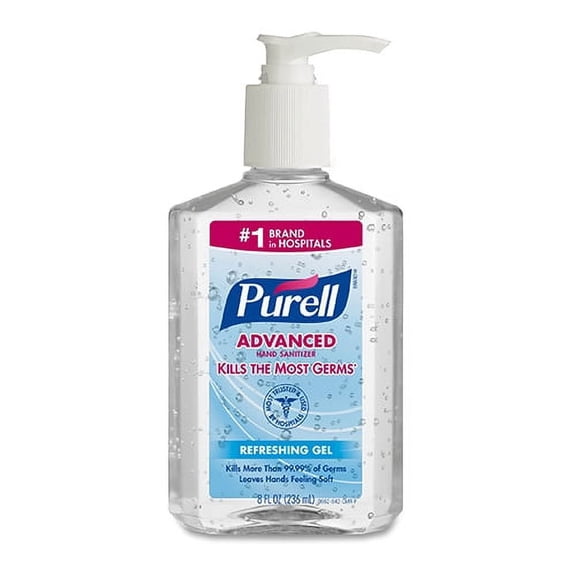 Purell Advanced Instant Hand Sanitizer Refreshing Gel With Pump Dispenser, 8 Oz, 2 Pack