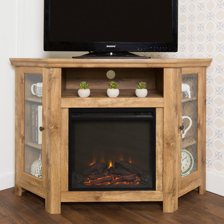 WE Furniture 48 Wood Corner Fireplace Media TV Stand Console - Walmart.com