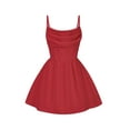 thumbnail image 1 of Vestido EXARUS con tirantes finos y capucha fruncida para niñas de 8 años, rojo, 1 of 6