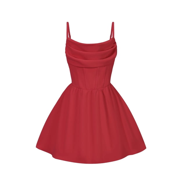 Vestido EXARUS con tirantes finos y capucha fruncida para niñas de 8 años, rojo