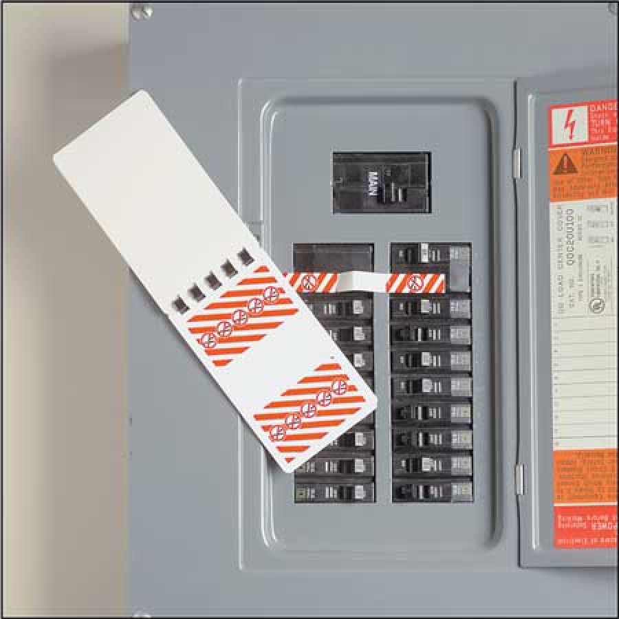 PANDUIT PSLCBWL Lockout Tagout Label,1/2 In. H,PK60