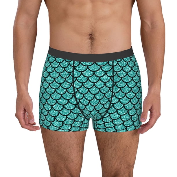 Balery Aquamarine Glitter Calzoncillos bóxer para hombre, ropa interior de algodón suave y transpirable con cinturilla de nailon-Small
