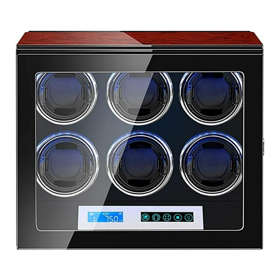 JQUEEN Watch Winder with Quiet Japanese Mabuchi Motor,Microfiber Leather with LCD Touch Screen(Black red)