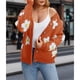 thumbnail image 4 of Cárdigan de Punto para Mujer con Estampado Floral, Larga, Abierto por Delante, con Botones y Cuello en V Naranja-Rojo XL, 4 of 7