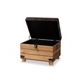 thumbnail image 2 of Baxton Studio Edmund Rustic Transitional Dark Brown Faux Leather Upholstered and Oak Brown Finished Wood Storage Ottoman, 2 of 5