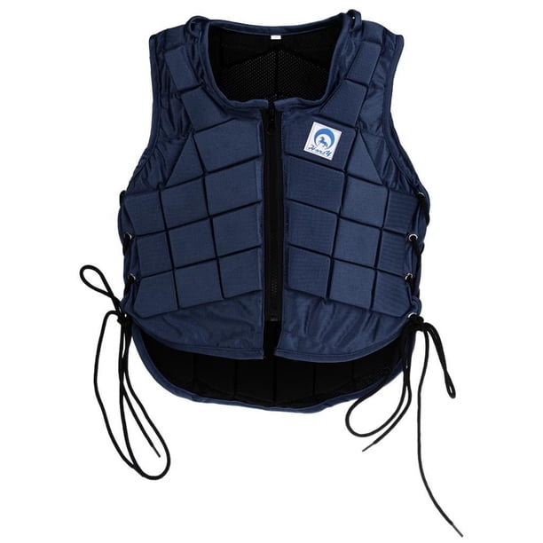 Eigraketly Chaleco de seguridad para montar a caballo Protector de cuerpo de equipo de protección ecuestre Cuidado ecuestre y deportes Azul oscuro Niños XL