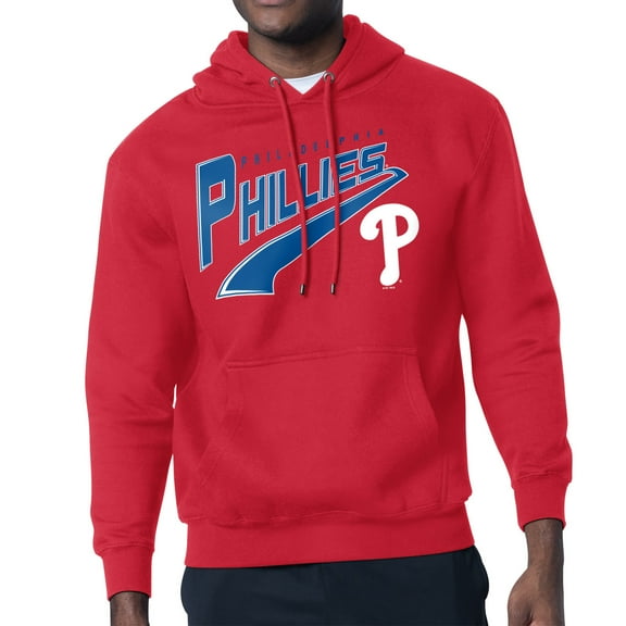 Men's Starter Red Philadelphia Phillies Modern Tailsweep Fleece Tri-Blend Pullover Hoodie
