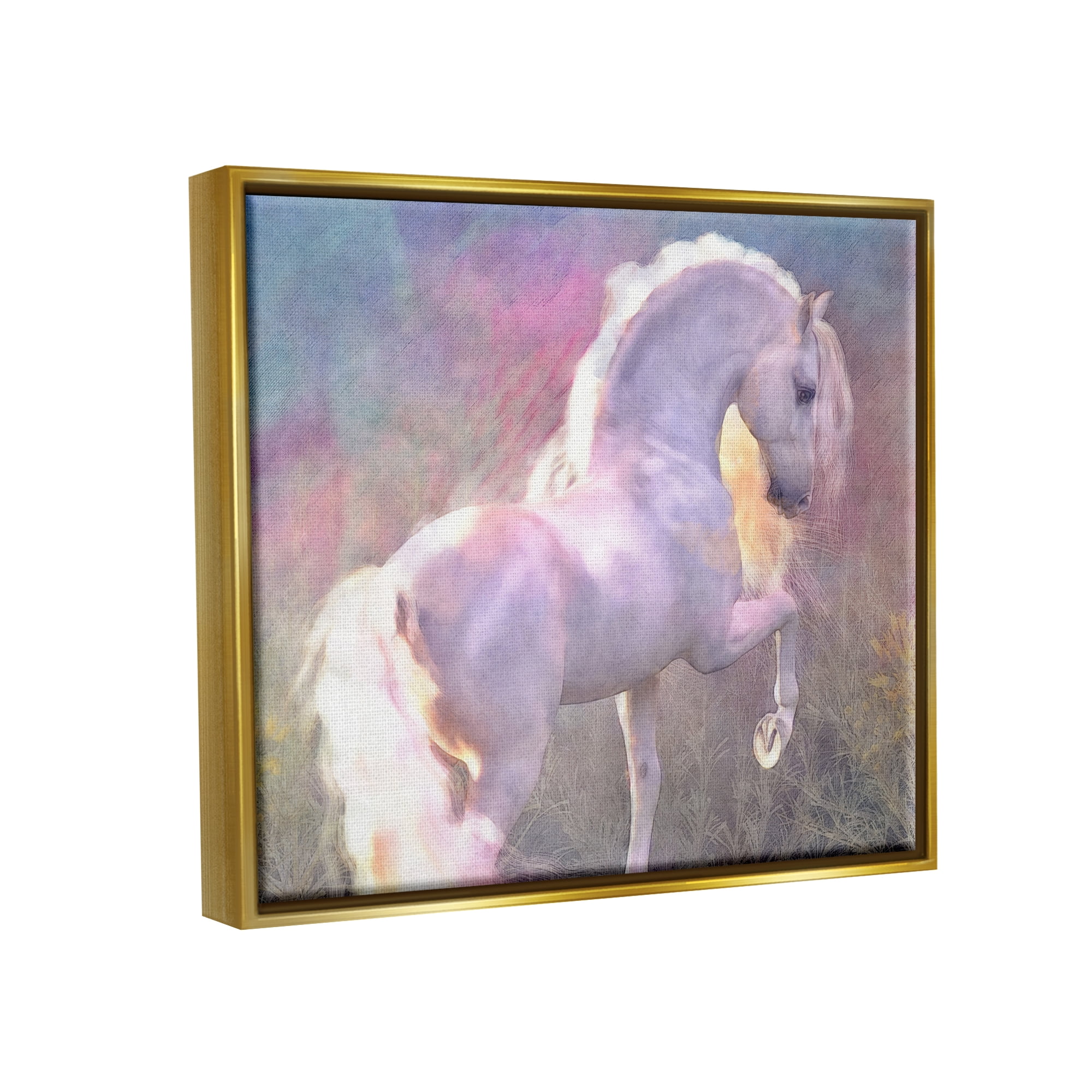 Stupell Industries Evenglow Pastel Horse Animals & Insects Painting Gold Floater Framed Canvas Art Print Wall Art, 31 x 25