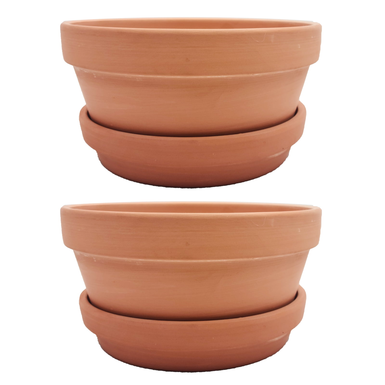 Yishang Large Terracotta pos with Drainage Hole and Saucers,Ceramic Clay Planter Pots for Indoor/Outdoor Plants,6 Inch & 7 Inch & 8 Inch,Set of 3