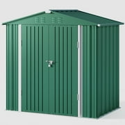 6 x 4 Outdoor Storage Shed with Lockable Door, Aiho Metal Garden Shed, House Storage Sheds Outdoor for Backyard, Garden & Patio Organization - Green
