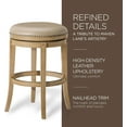 thumbnail image 4 of Maven Lane Alexander 31 Inch Tall Bar Height Rotating Backless Barstool in Weathered Oak Finish with Avanti Bone Vegan Leather Seat, Set of 4, 4 of 6
