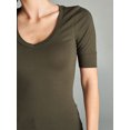 thumbnail image 7 of Essential Basic Women's Cotton Blend V Neck Tee Shirt Half Sleeves - Olive, M, 7 of 7