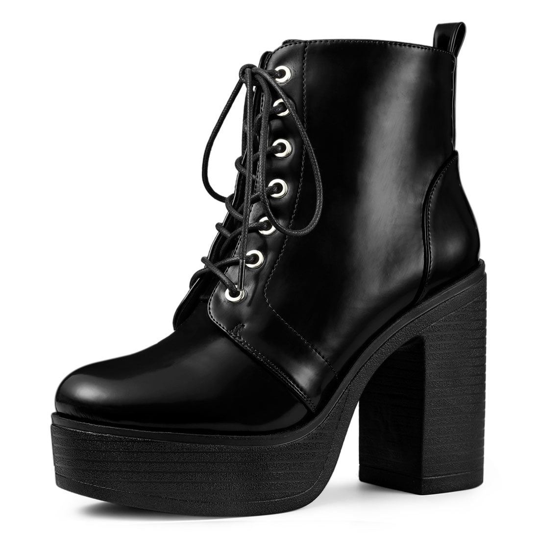 botas de tacon grueso negras