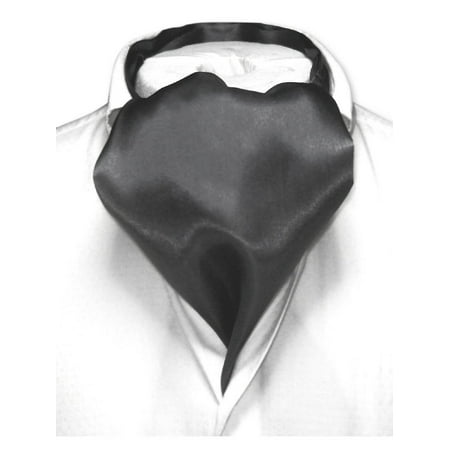 - Biagio ASCOT Solid CHARCOAL GREY Color Cravat Dark Gray Men's Neck Tie