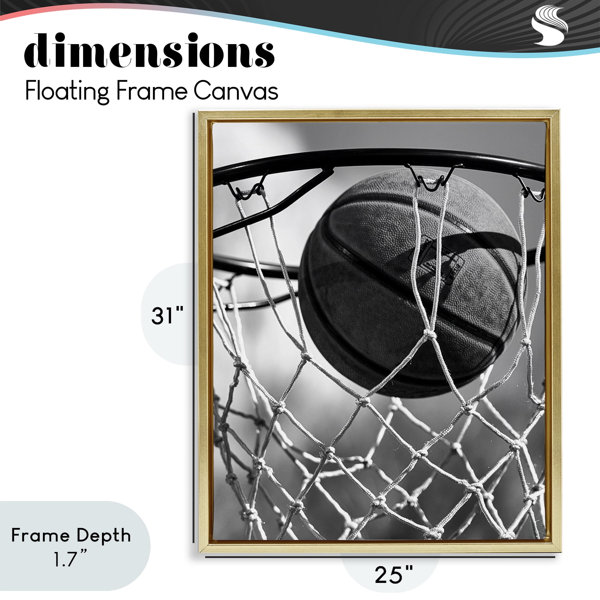 Stupell Industries Winning Basket Shot Gold Framed Floater Canvas Wall Art, design by Marcus Prime