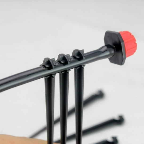 100 piezas de estacas de soporte de riego por goteo para tubos de 1/4 pulgadas, material Pp, 11 cm de largo, negro