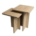 thumbnail image 3 of Ultimate Premium Products Modern Nesting Table Set with Wooden Square Side Table Travertine Finish End Table, 3 of 9