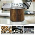 thumbnail image 6 of Yayeee Ashtray with Lid for Cigarette Smokeless Stainless Steel Home Ash Holder, Wood Grain, 6 of 7