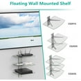thumbnail image 4 of WALI Floating Entertainment Center Shelves, Holds Up to 17.6lbs, TV Shelf with Strengthened Tempered Glasses for DVD Players, Cable Boxes, Games Consoles, TV Accessories (CS303S), 3 Shelf, Silver, 4 of 5