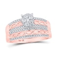 thumbnail image 2 of Solid 10K Rose Gold His and Hers Trio Three Rings Set Real Natural Diamond Cluster Matching Rings Wedding Band Set 1 Carat ( 1.00 Cttw ) - (L = 5.5, M = 11.5), 2 of 7