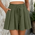 thumbnail image 5 of FchengtaiS Women's Pleated Bermuda Shorts Wide Leg Drawstring High Waisted Shorts Summer Casual Loose Beach Flowy Shorts with Pockets, 5 of 7