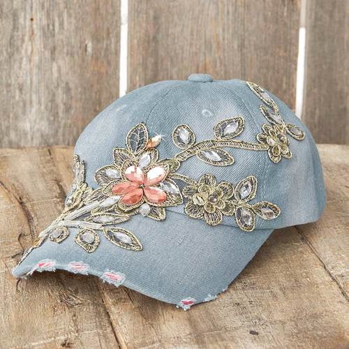 Bling Embellished Denim Baseball Hats 