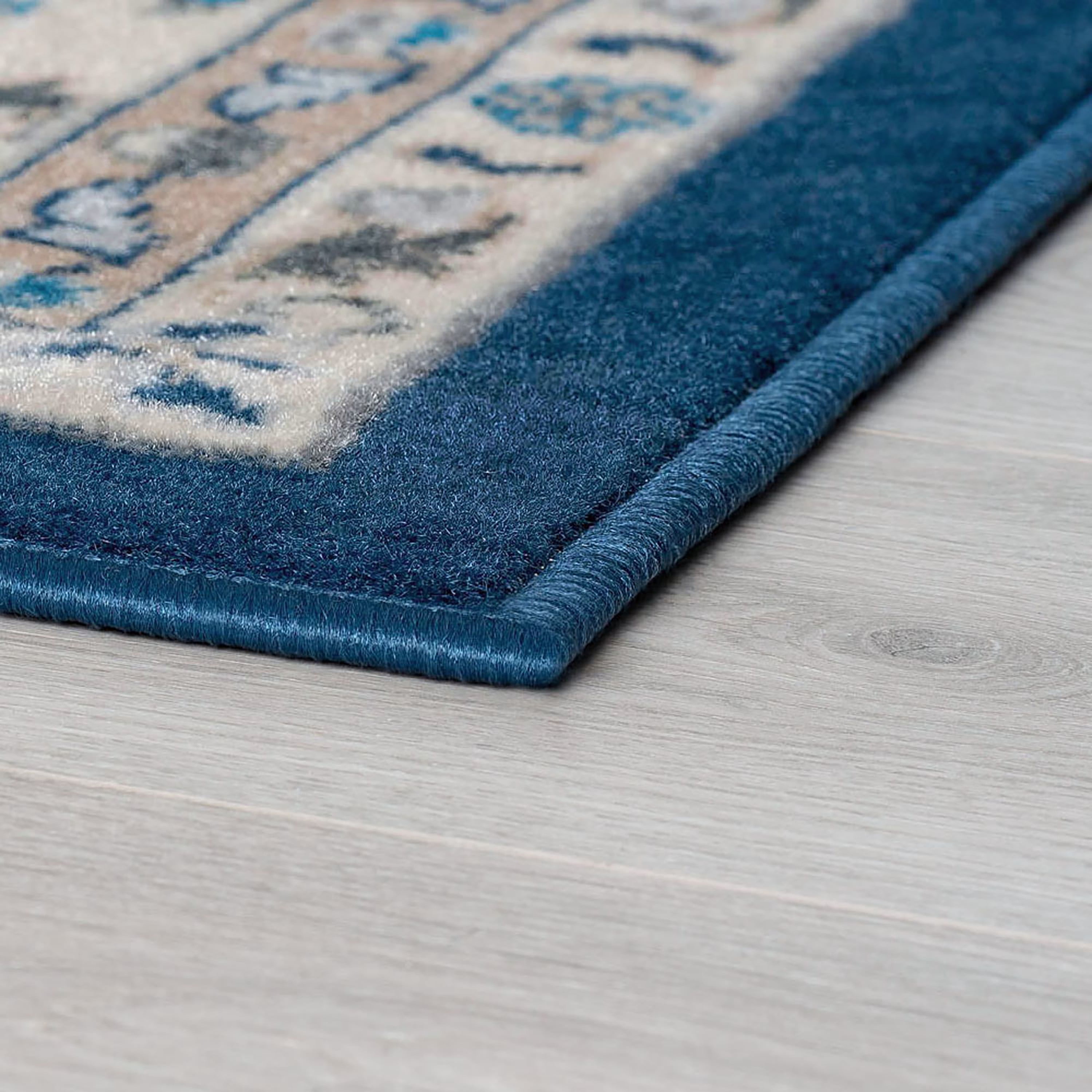 Madison Traditional 4' x 5' Dark Blue Polypropylene Indoor Area Rug