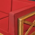 thumbnail image 3 of Luella Outdoor Modular Sectional Acacia Wood Loveseat with Cushions, Teak, Red, 3 of 8