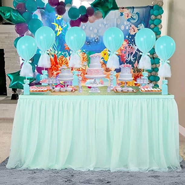 Falda de mesa de tul hecha a mano, mantel decorativo, mantel rectangular