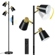 OUTON Tree Floor Lamp with 3 Adjustable Rotating Lights,Standing Tall Pole Lamps for Living Room, Bedroom, Home, Office-Black(Bulbs Included)